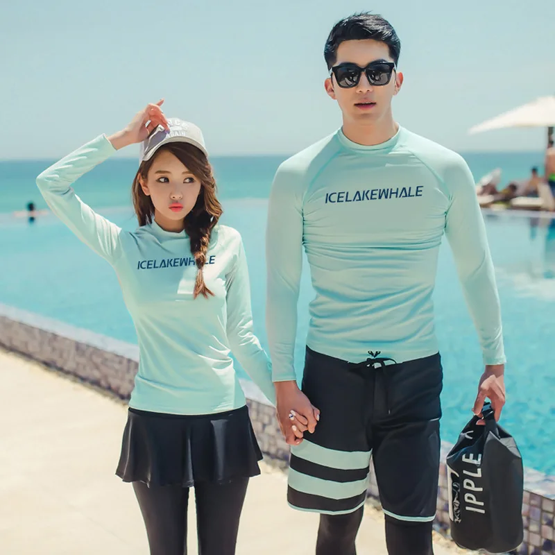 Men/Women Full Body Dive Skin Swimsuit Rash Guard Long Sleeve Long Pant Couple 4 Pieces Surfing Wear