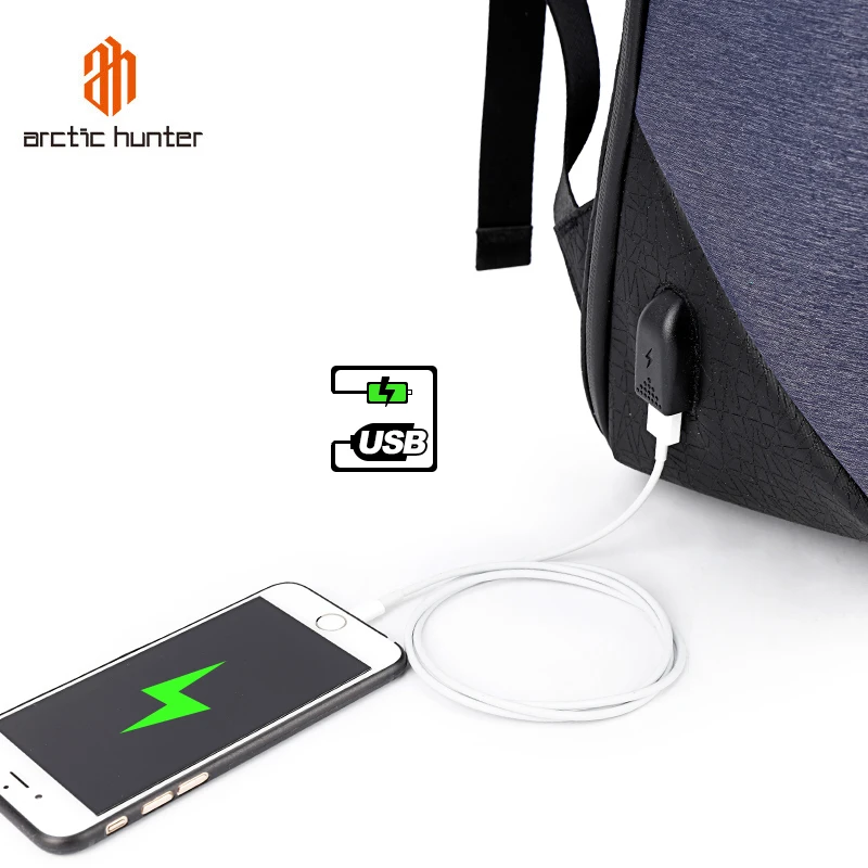 Мужская сумка ARCTIC HUNTER, рюкзак с usb зарядкой, разъем для наушников, Противоугонный рюкзак для ноутбука 15,", водонепроницаемый, бизнес, большая дорожная сумка