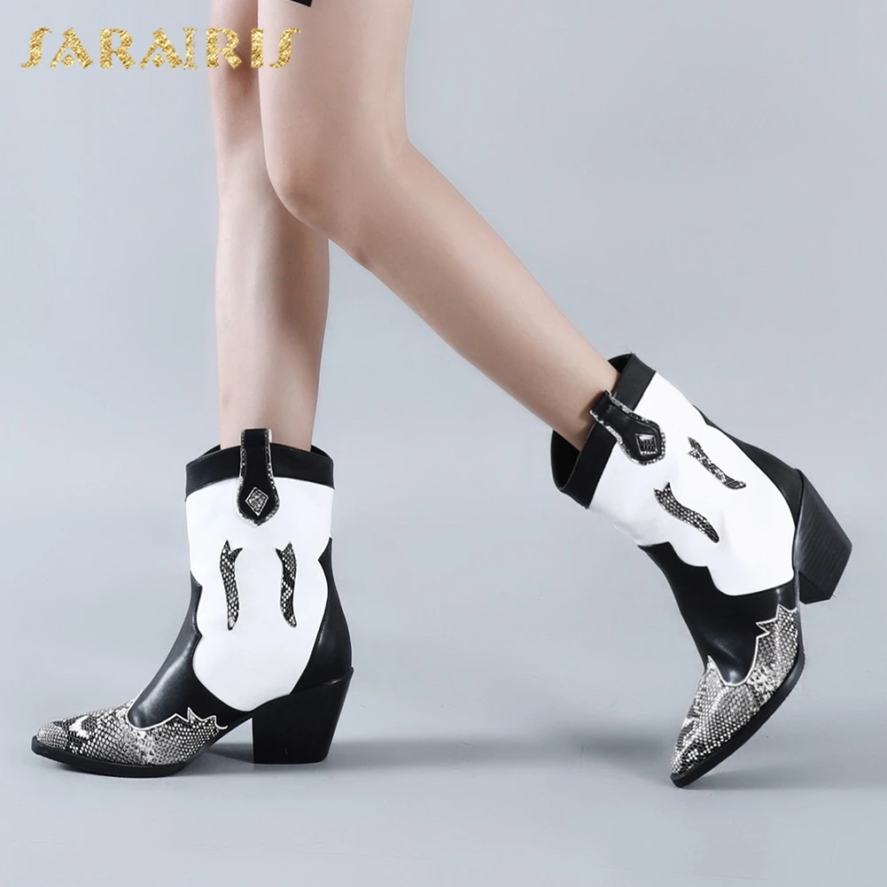 

Sarairis New Arrivals Hot Sale Plus Size 33-45 Chunky Heels Ankle Boots Woman Shoes Pointed Toe Autumn Winter Boots Women