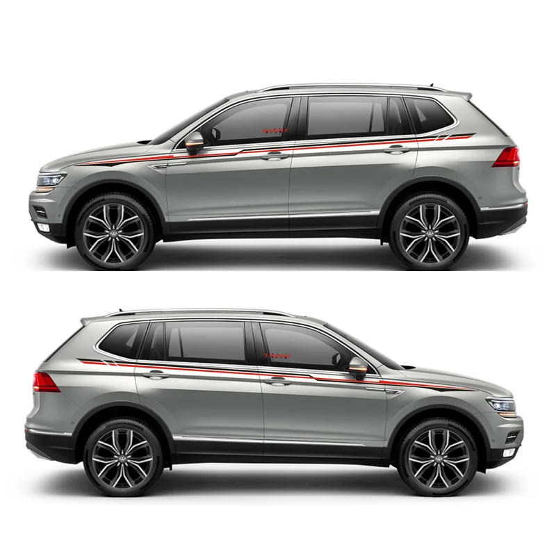 Спортивные полоски наклейки для автомобиля Volkswagen Tiguan Mark Levinson Авто кузова индивидуальная наклейка внешние аксессуары - Название цвета: silver car