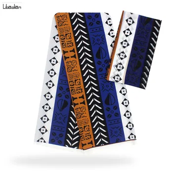 

Hot sale Gahna Style pretty satin silk fabric with mixed colors African wax design high quality 4+2yards in 4colors F201-2