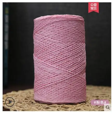 pink 500 г/рулон ручного вязания пряжа соломенные из пальмового волокна веревка мягкая пряжа для вязания крючком пряжа для ручной работы летняя шляпа материал поставщик - Цвет: pink