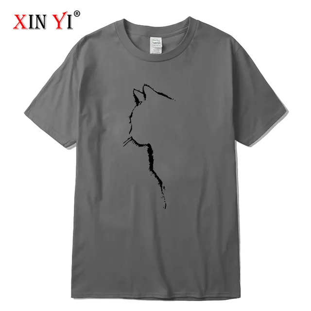 XINYI Men's T-shirt Top Quality 100% cotton short sleeve cool cat print casual loose men t shirt o-neck t-shirt men tee shirts TS-2018312