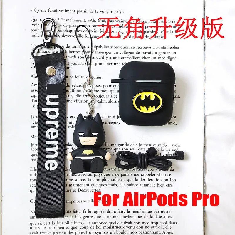 Чехол для наушников с Бэтменом из мультфильма для Apple Air Pods Pro, силиконовый чехол s с брелком-кабелем, подставка для игрушки, откидная крышка для AirPods 2 TWS - Цвет: AirPods Pro-10
