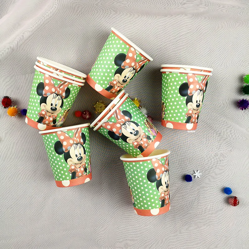 cups 10pcs Минни день рождения мыши украшения украшения набор микки розовый ребенок красное красное золото девочка и рад за поставки детские сумки торт тарелки воздушные шары Минни аксессуары тематический стол первый комплект 1 с - Цвет: cups 10pcs
