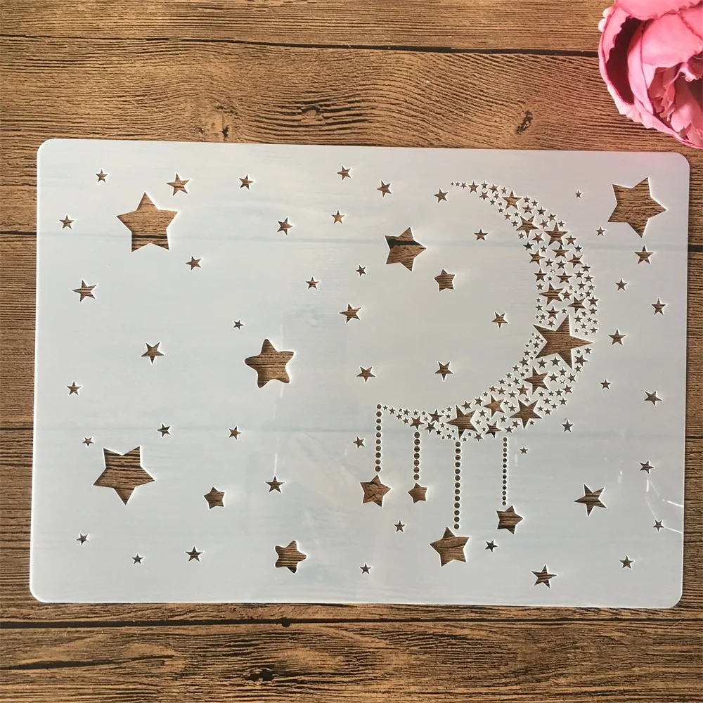 

A4 29cm Moon Star Meteor Galaxy DIY Layering Stencils Wall Painting Scrapbook Coloring Embossing Album Decorative Template