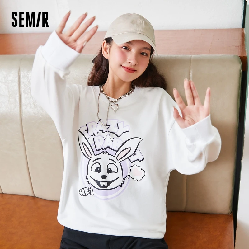 

SEMIR Sweater Women Loose Vitality Autumn 2021 New Rabbit Pattern Casual Gentle Fun Girls Pullover Clothes