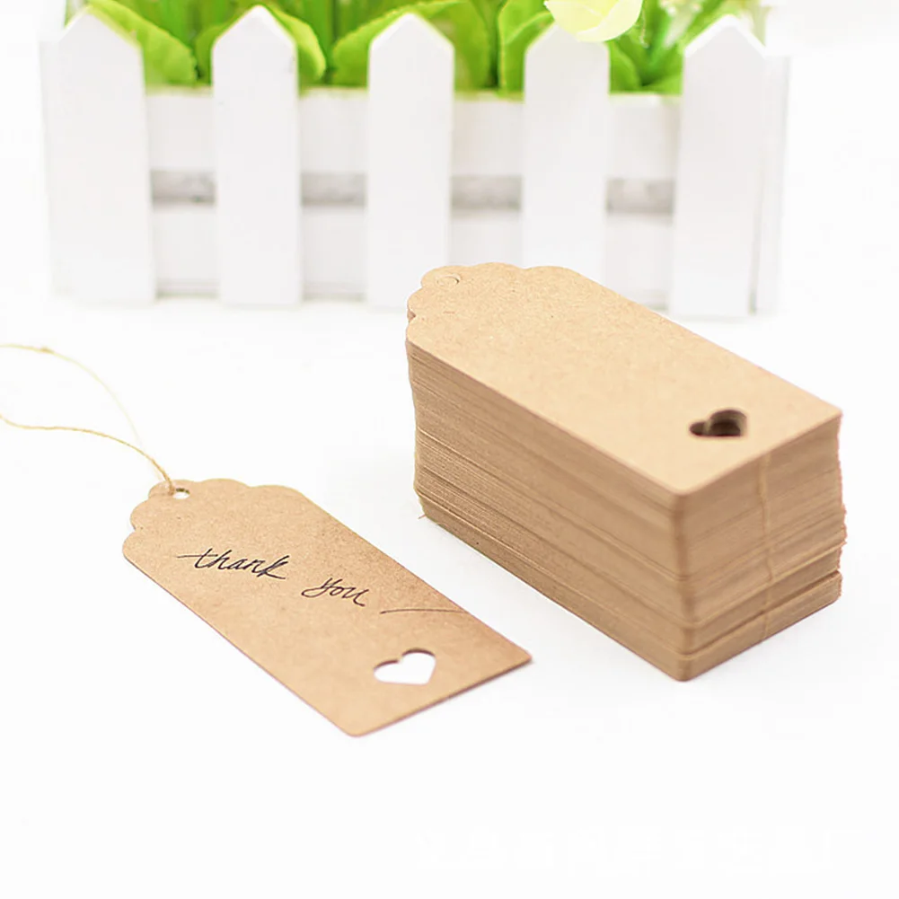 Kraft Rectangular 100 шт подарок в форме сердца DIY этикетка конфеты тег Свадебные прямоугольные Висячие - Цвет: Kraft Rectangular