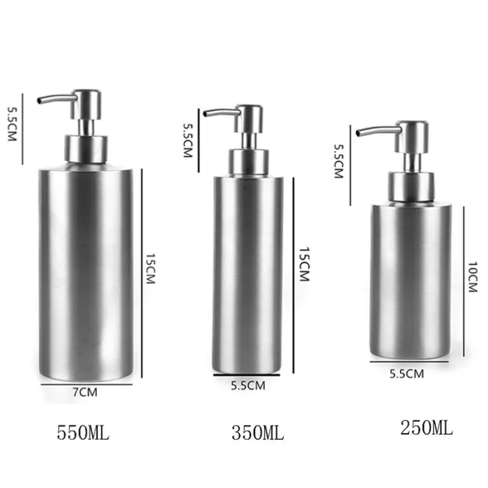 1 Pcs Liquid Soap Dispenser Tool Bathroom Shower Pump Lotion Bottle 250ml/350ml/550ml Optional 304 Stainless Steel FPing