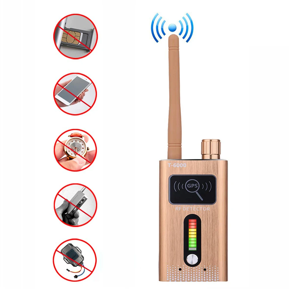 T6060 bug wiretap gps jammer signal blocker bug detector spy camera hidden camera GSM GPS tracker RF sound signal spy finder