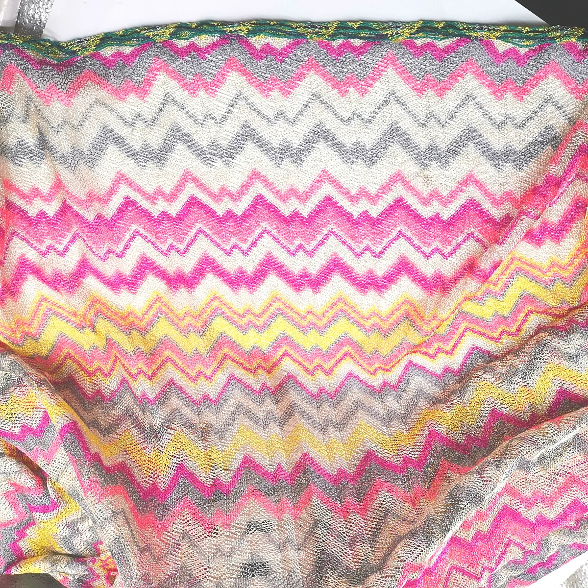 Description Picture 4 of itemKnitted Lace Fabrics Zig Zag Wave Striped Lace Crochet Mesh Fabric Diy Fashion Cloth 150CM