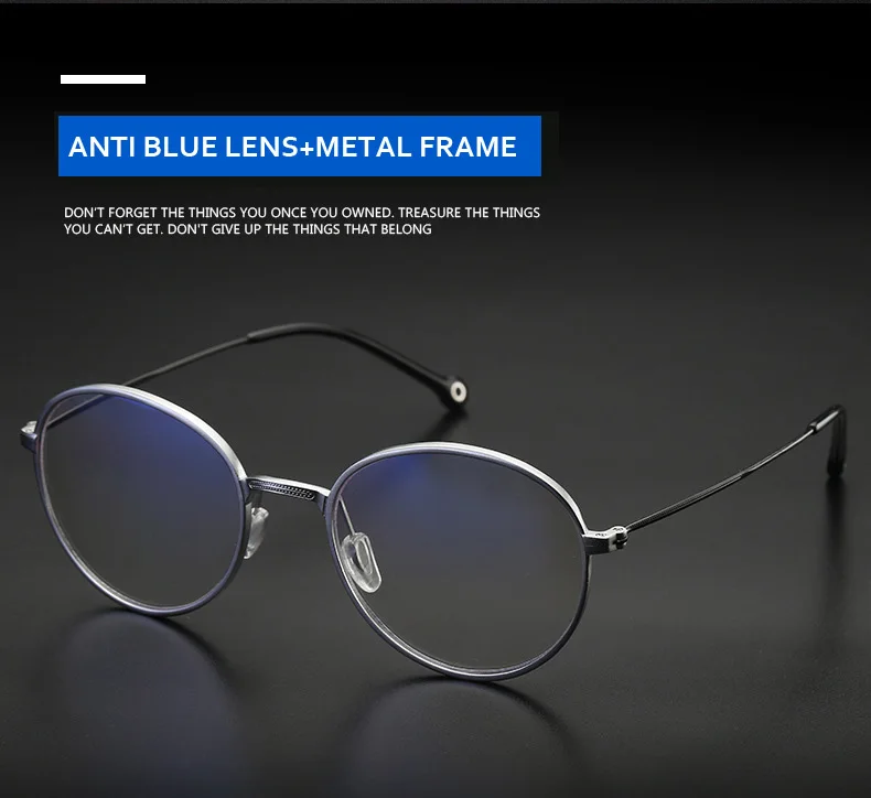 Men Anti Blue Light Glasses For Compute Aluminum Magnesium Blue Blocker Game Glasses For Mens Eyeglasses Round Frame Optical
