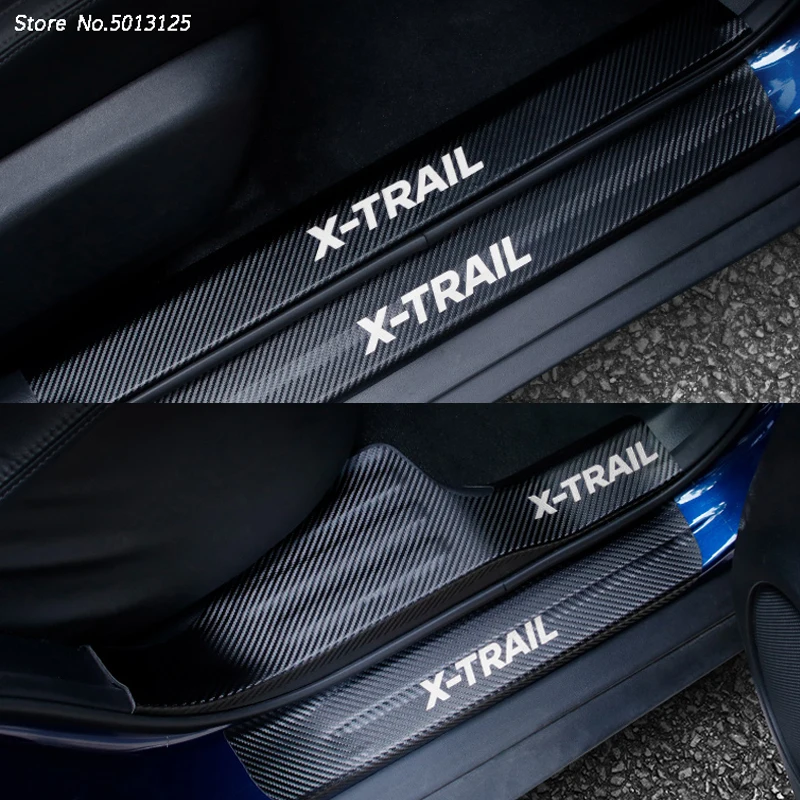 Ceny Zewnętrzne wewnętrzne drzwi z włókna węglowego pedał zderzak 3D zabezpieczenie przed zarysowaniem próg próg dla Nissan x trail Xtrail T32 2018