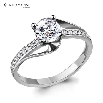 

AQUAMARINE classic ring with cubic, silver 925