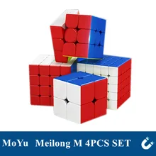 MoYu Meilong M manyetik sihirli küp 2x2 3x3 4x4 5x5 4 adet seti manyetik hız küp eğitici bulmaca oyuncaklar çocuklar için
