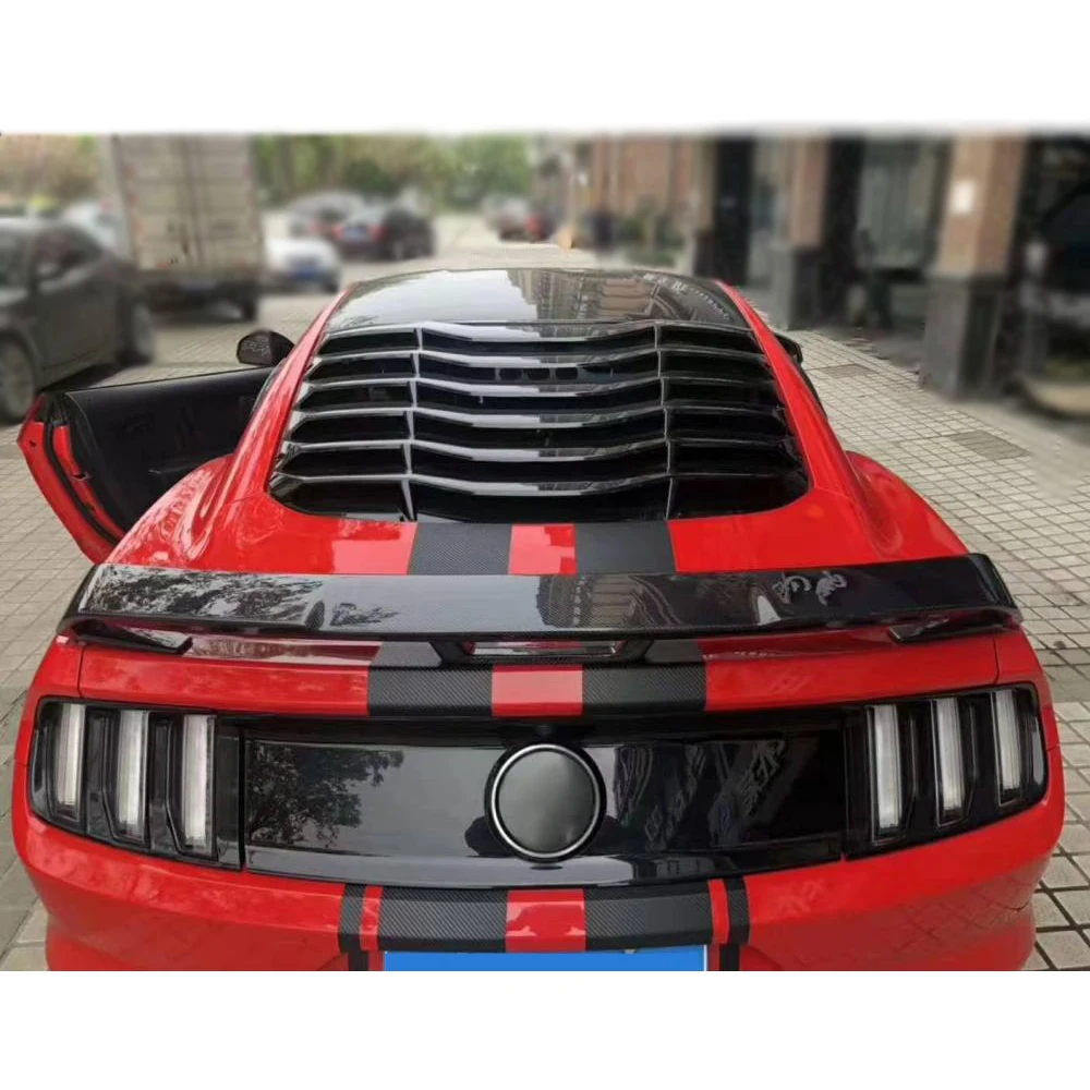 Для Ford Mustang Coupe- углеродное волокно Автомобильный задний багажник спойлер загрузки губ Крыло ABS глянцевый черный Задний крыло спойлер