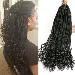 VERVES Senegalese Twist Curly End Crochet Braids Hair For Women Girls 18 Inch Synthetic Braiding Hair Extentions Grey Purple