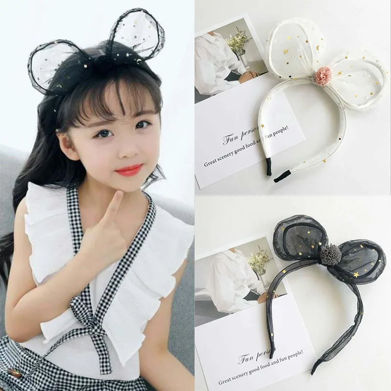 

Girls Hair Accessories Korean Children Hair Accessories Summer Tulle Girl Star Band Headband Parent child Sequin Hairpin