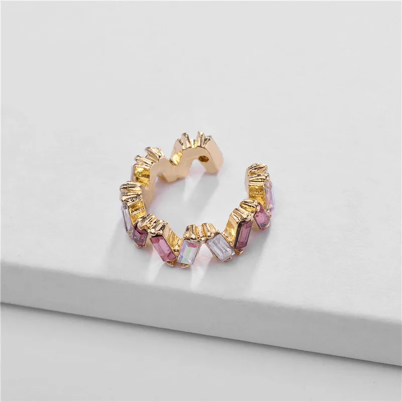 LUNA CHIAO, трендовые радужные цветные Серьги-манжеты с кристаллами для женщин, женские серьги с зигзагом и шевронами - Окраска металла: A0943-1