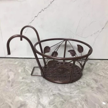 

Hanging Basket Bonsai Garden Decoration Flower Pot Storage Outdoor Iron Rack For Plants Home Office Balcony Round Railing Patio