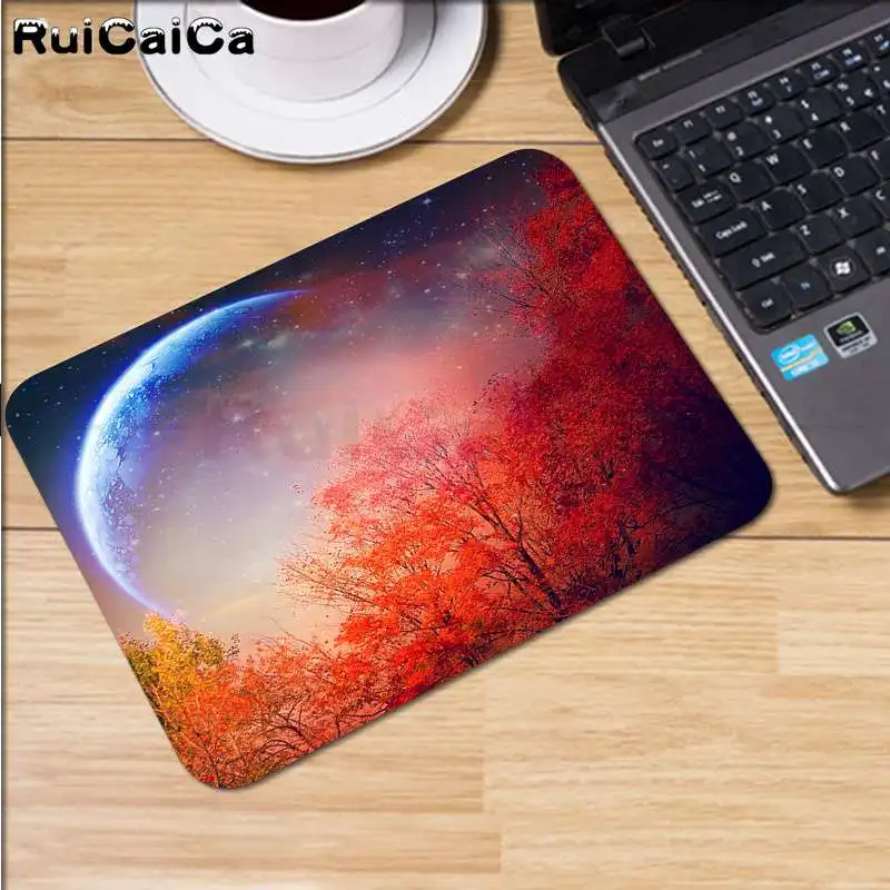 Not Lock Edge25x29cm RuiCaiCa ваш собственный коврик красочные небо Луна офисные мыши геймер мягкий коврик для мыши большой коврик для мыши клавиатуры коврик - Цвет: Not Lock Edge25x29cm
