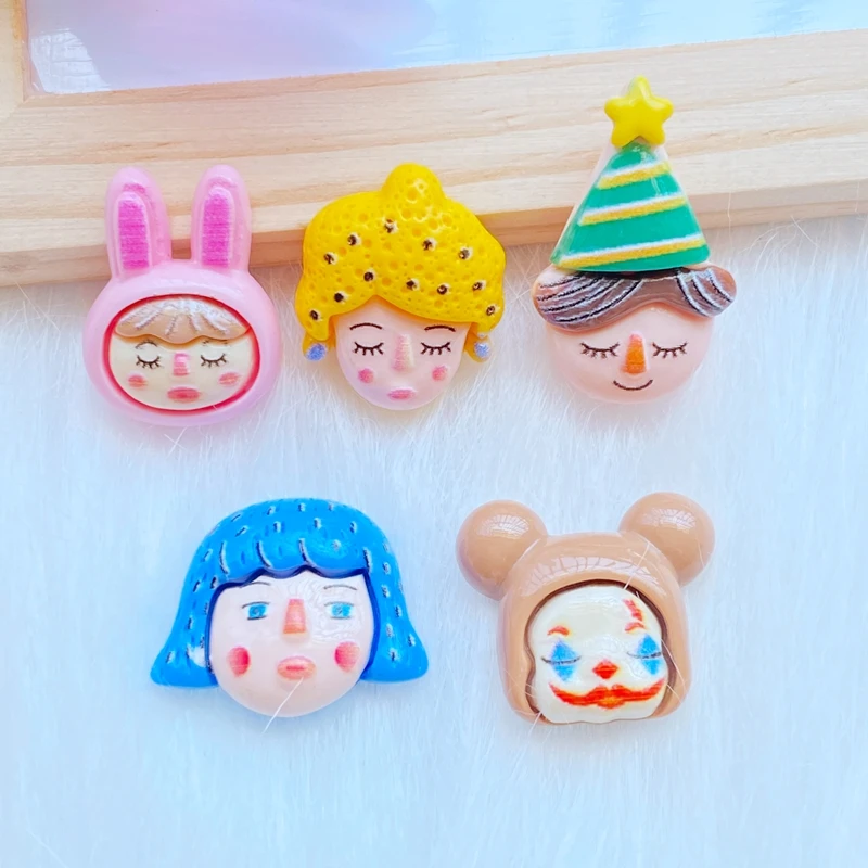 

10/20Pcs New Cute Cartoon Head Portrait Flat Back Resin Cabochons Scrapbooking DIY Jewelry Craft Decoration Accessorie Q33