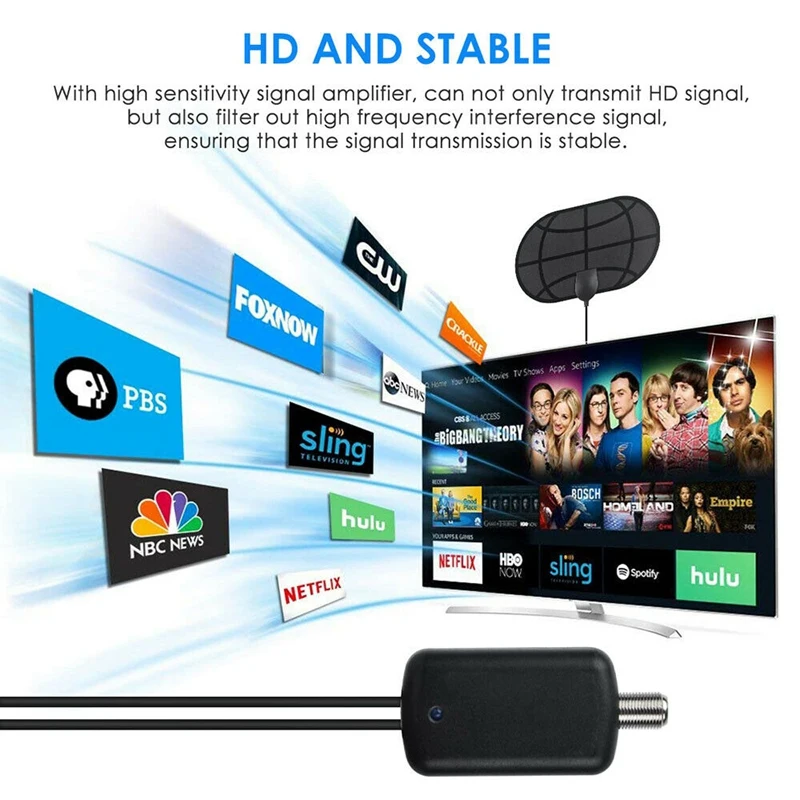 980 Миля Диапазон антенна ТВ цифровая HD 4K антенна цифровая внутренняя HD ТВ 1080P
