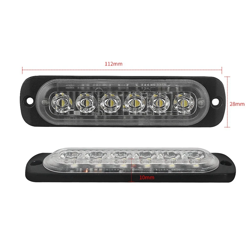 2 предмета 12 V-24 V 6LED светильник вспышка аварийного автомобиля Предупреждение стробоскоп проблесковый маячок синего и красного и белого и красного цвета