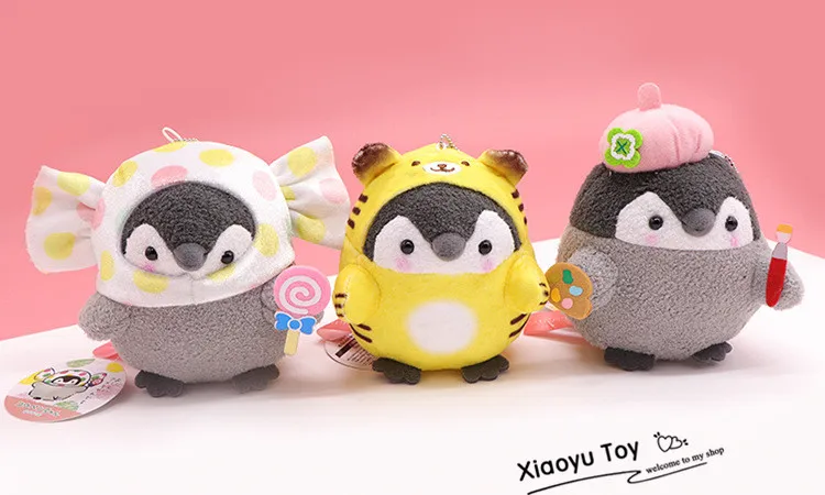12 шт./лот японский Kawaii мягкие игрушки 13 см положительная энергия Пингвин Подвеска плюшевая кукла маленькая девочка кролик шляпа игрушечный пингвин куклы