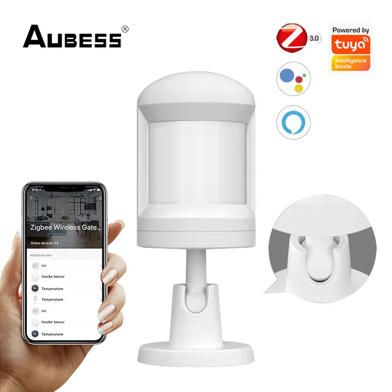 Умный датчик движения AUBESS инфракрасный присутствия человека ZigBee с поддержкой Alexa