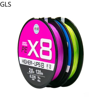 

2 Colors 120M PE Braided Wire Fishing Line 8 Strands 0.104mm-0.235mm 5.4LB-18.0LB Japan Strong Multifilament Fiber Line