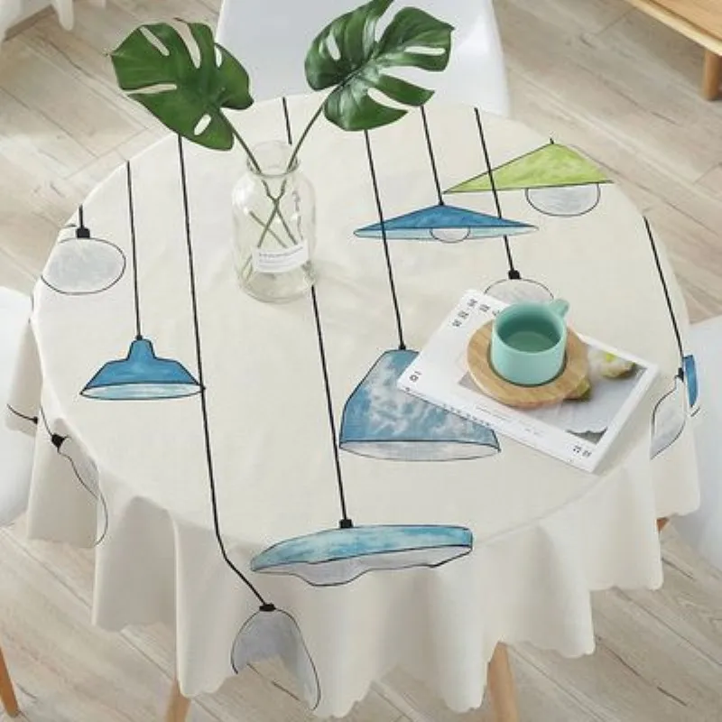 Nordic Simple Tablecloth Waterproof Oilproof Printed Round Table Cover Wedding Party Tablecloth Home Decor Dining Tablecloth
