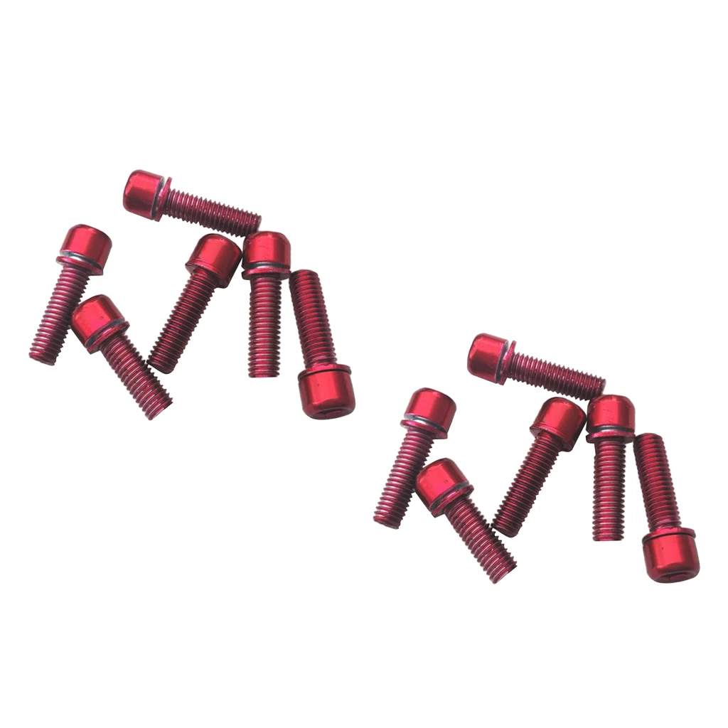 Pack of 12, M5x18mm Screws for MTB Road Bike Bicycle Disc Brake Caliper / Handlebar Stem - Red