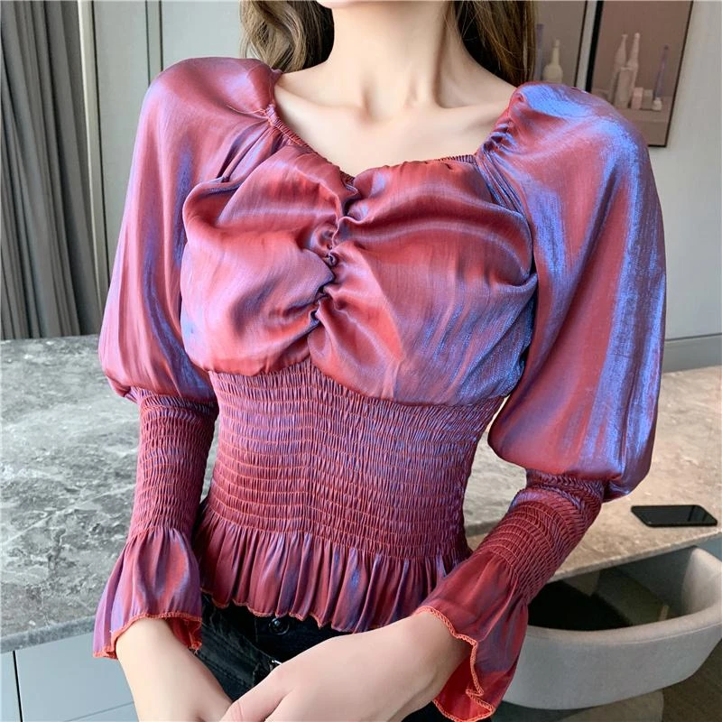 ruffle chest blouse