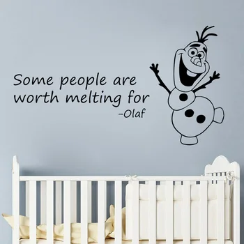 

Movie cartoon Art Wall Stickers Quote Worth Melting For - Olaf Frozen Vinyl Wall Decal for Kids Room Decoration Wallpaper 3646