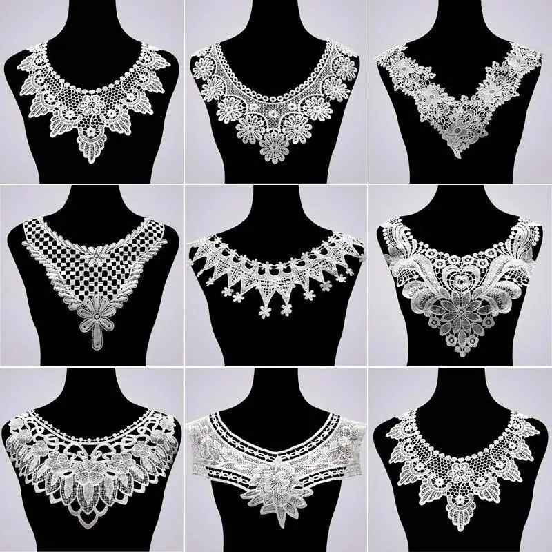 Сделай сам на декольте Воротник швейная отделка белое черное платье аппликация