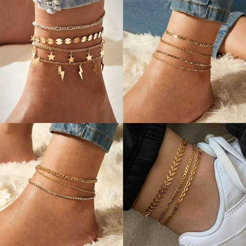 Vintage Bohemian Gold Color Anklets For Women,Summer Multi Layer Chain Beach Anklet Bracelet On Leg,2020 Female Fashion Jewelry Vintage Bohemian Gold Color Anklets For Women,Summer Multi Layer Chain Beach Anklet Bracelet On Leg,2020 Female Fashion Jewelry