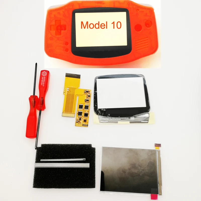 Clear Orange DIY ips GBA ЖК-экран 10 уровней высокой яркости подсветки для kingd Gameboy Advance консоль V2 версия с предварительно вырезанным корпусом - Цвет: Clear Orange