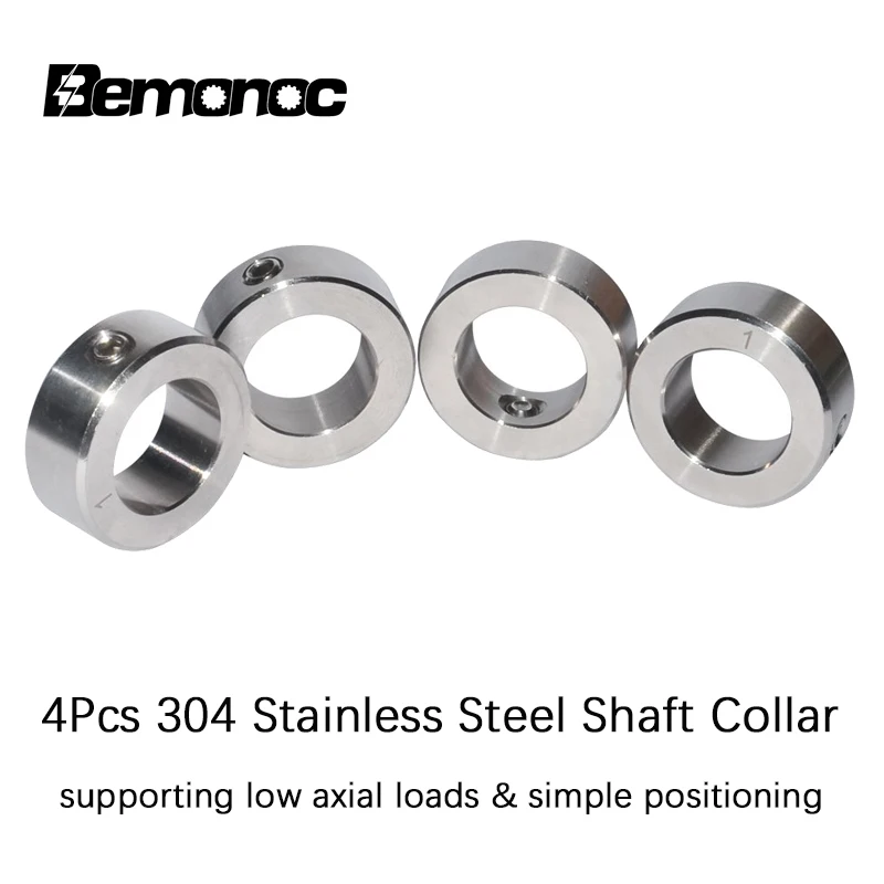 

Bemonoc 4Pcs/Set Screw Shaft Collar Bore 1/2 5/8 3/4 1" Width 7/16 1/2 1-1/4 5/8 inch 304 Stainless Steel Silvery Shaft Collar