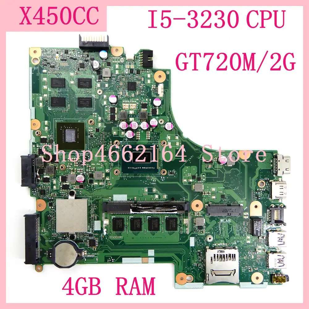 

X450CC Motherboard 4GB RAM I5-3230 CPU GT720M/2G For Asus X450C X450CC X459CC Laptop Motherboard X450CC Mainboard Fully Tested