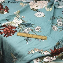 Вискозный креп серовато-зеленый большой белый винный красный цветок тонкая мягкая ткань для летней одежды платье рубашка блузка Ночная рубашка ремесло