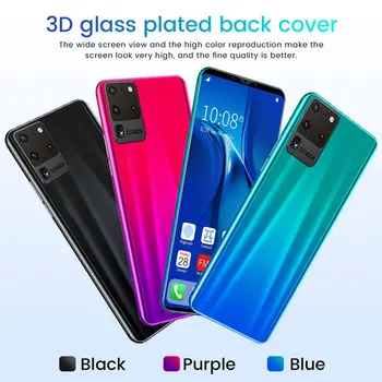 

S20 Pro Smartphone 5.8 Inch Screen Smartphone 512M+4G Android Smartphone 3D Glass Plated Back Cover Black