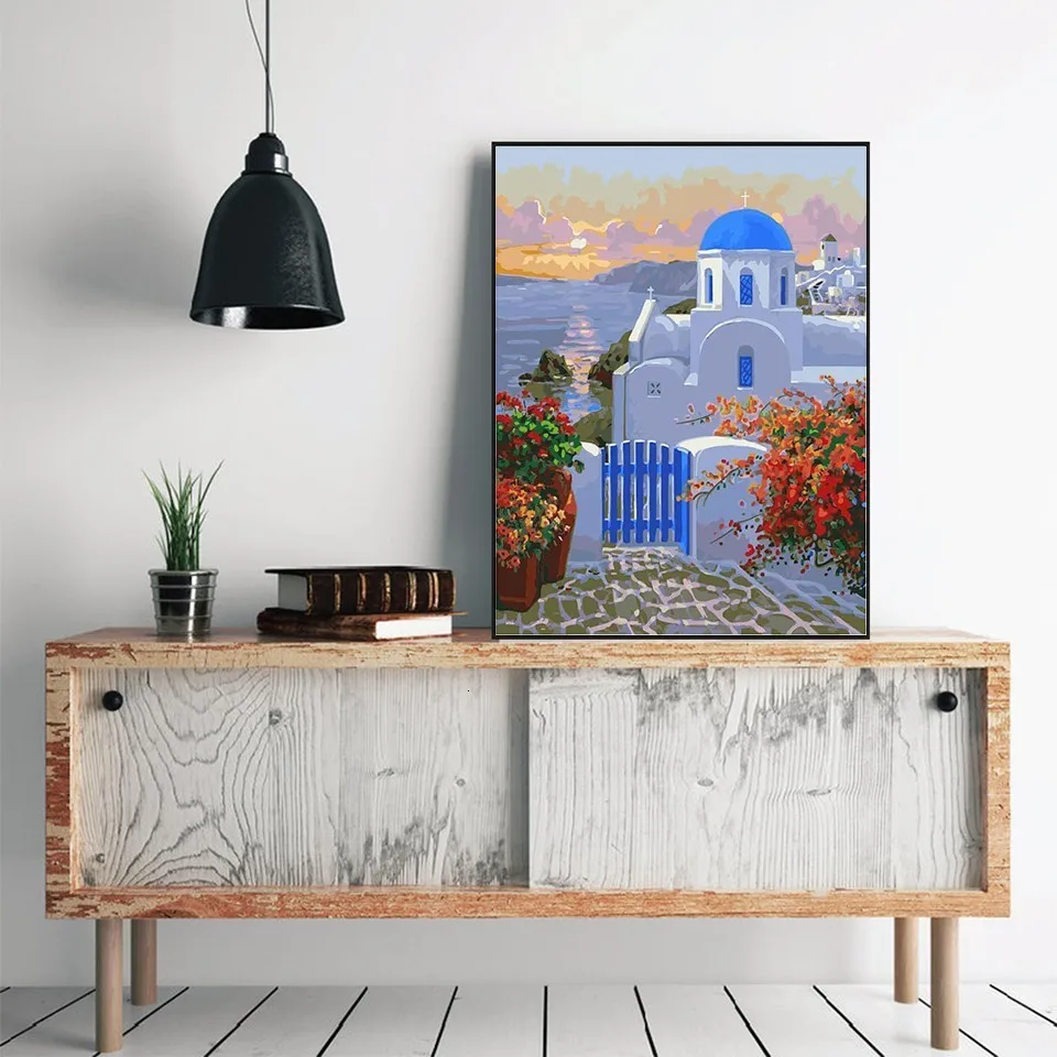 AZQSD DIY масляная краска ing Love морская краска ing по номерам розовые облака домашний декор краски холст картина ручная краска ed современная K422