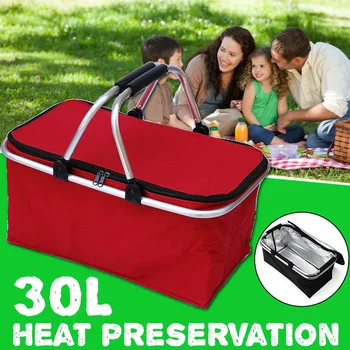 

30L Folding Picnic Camping Insulated Cooler Cool Hamper Storage Basket Bag Box Outdoor Picnic Bags Extra Large Cooler Bag