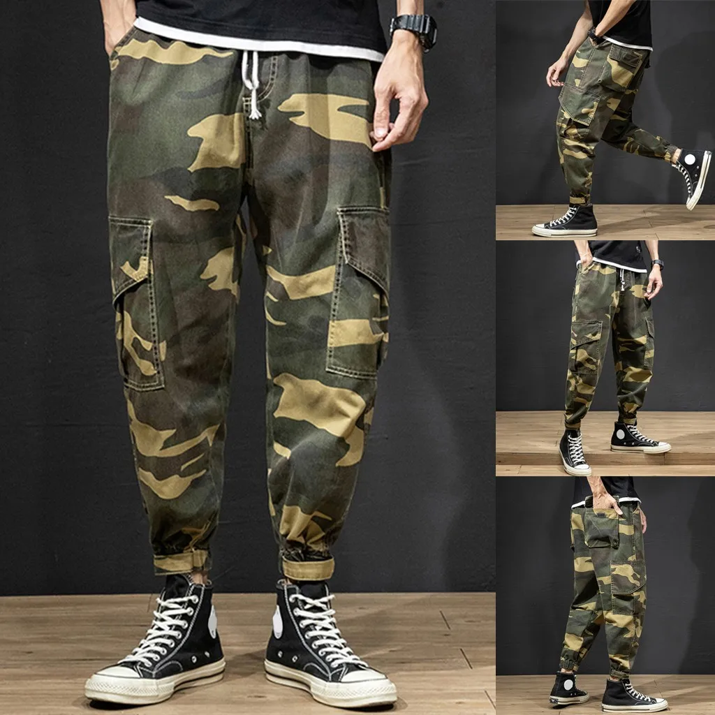 New Style Lightweight Men's Leisure Camouflage Overalls Fashion Multi-Pocket Trousers Summer pantalones hombre joggers A60