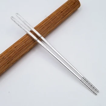 

S999 sterling silver chopsticks, 52 g household non-slip square silver chopsticks, antique foot silver tableware
