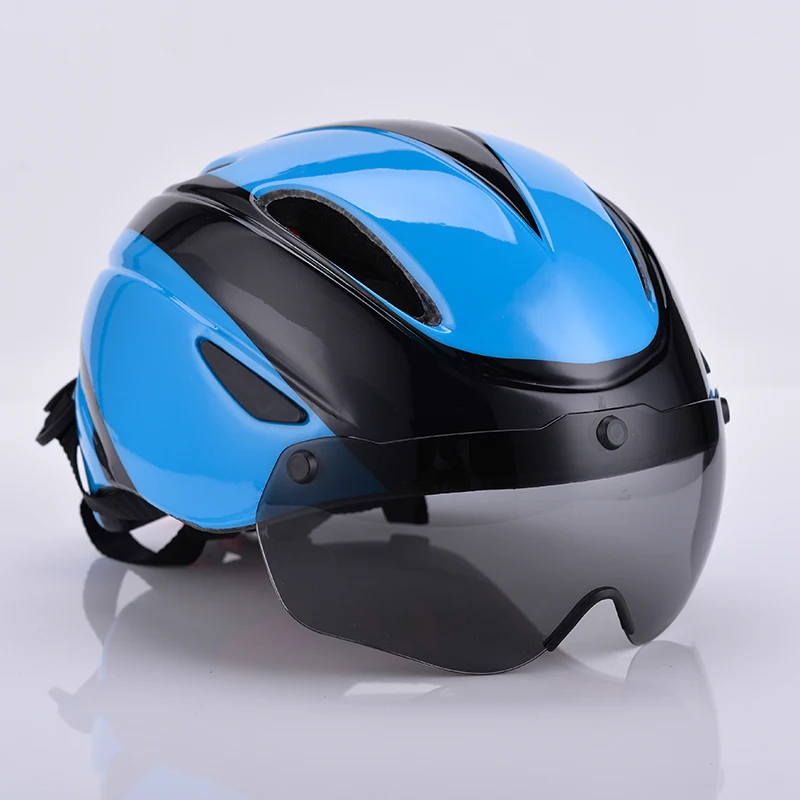 YB 18 BLUE NO4 5 велосипедный шлем козырек Солнцезащитные очки объектив со светодиодным светильник casco bicicleta MTB дорожный горный велосипед шлем велосипедные очки - Цвет: YB 18 BLUE