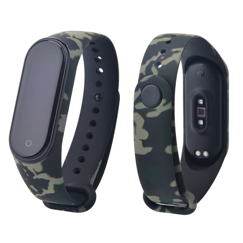 Green Amy band Для mi band 3 4 ремешок с принтом силиконовый ремешок на запястье для xiaomi mi band 3 Replacemet Камуфляжный браслет для mi band 3 браслет - Цвет: Green Amy band