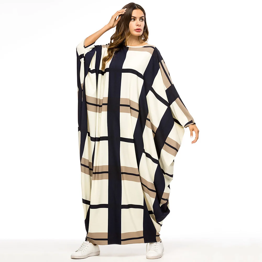 Мусульманское арабское платье женское клетчатое Abaya в Дубае турецкое с рукавом