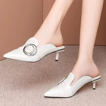 

Karinluna New Arrivals High Quality Patent Leather Pointed Toe Mules Summer Women Shoes Woman Thin Heels Pumps Female